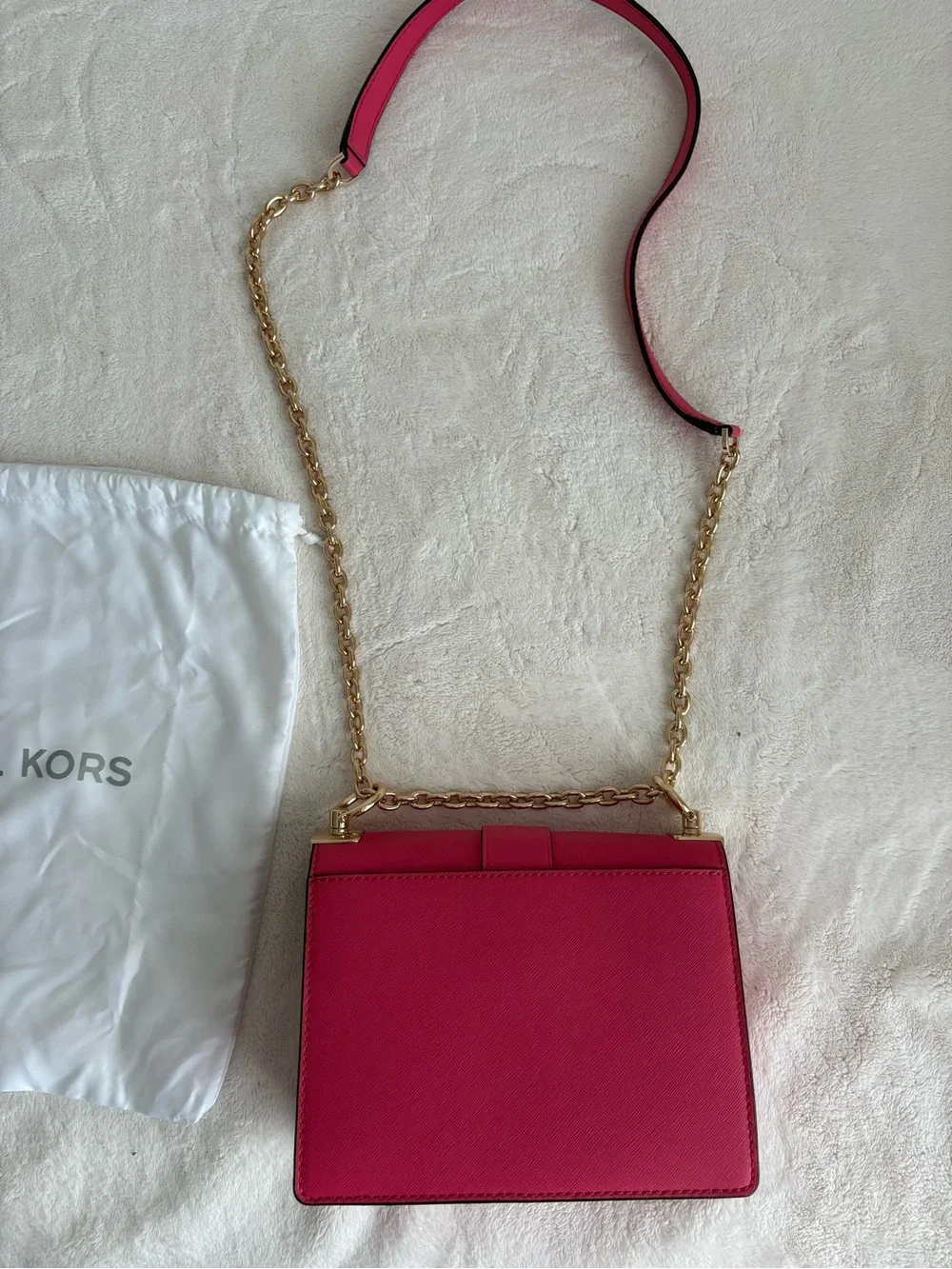 Michael Kors Pink Saffiano Leather Chain Crossbody Bag + Dust Bag